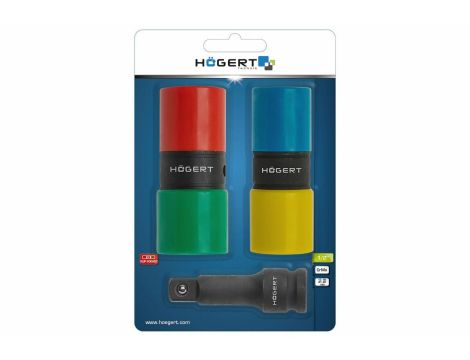 HOGERT NASADKI UDAROWE DWUSTRONNE 1/2" Z PRZEDŁUŻKĄ 17, 19, 21, 22 mm