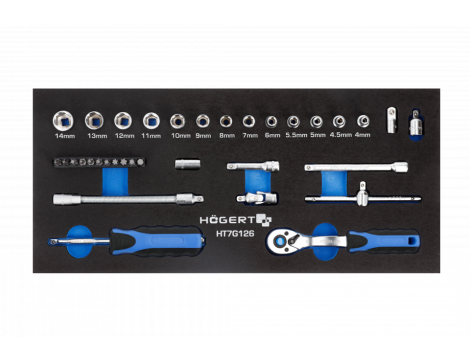 HOGERT ZESTAW NARZĘDZI Z GRZECHOTKĄ 1/4", 34szt., WKŁAD EVA