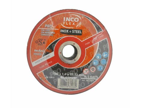 TARCZA METAL INCOFLEX  125*1,0 PRO STAL+INOX  /50+5 GRATIS - 2