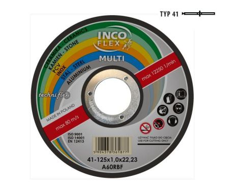 TARCZA METAL INCOFLEX  125*1,6 MULTI METAL / PCV / BETON....