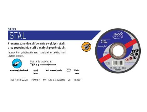 TARCZA METAL INCOFLEX  125*2,5 - 2
