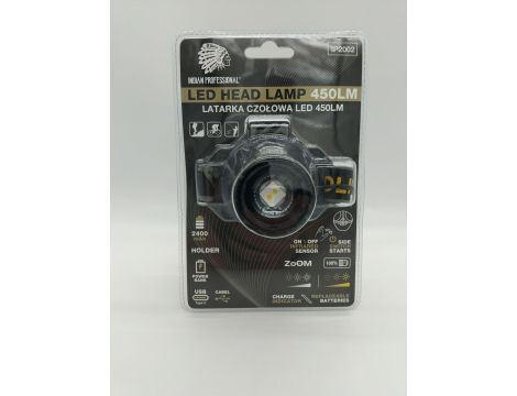 LATARKA LED HEAD LAMP CZOŁOWA  450LM POWER BANK 2400mAh PREMIUM /INDIAN PROFESSIONAL