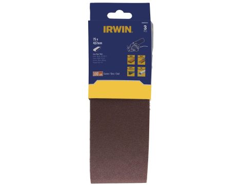IRWIN PASY BEZKOŃCOWE  75mm x 457mm  P100  /3szt. - 2