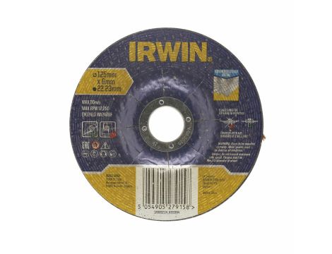 IRWIN TARCZA DO SZLIFOWANIA METALU/STALI NIERDZEWNEJ WYPUKŁA 125mm x 6,0mm x 22,23mm