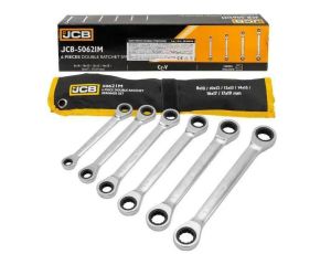 JCB KLUCZ OCZKOWY DWUSTRONNY Z GRZECHOTKĄ kpl. 6el.  8-19mm