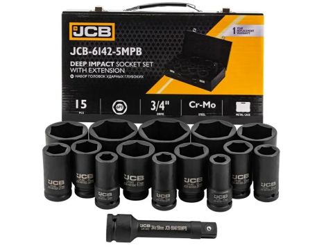 JCB NASADKI UDAROWE DŁ.kpl. 14el.3/4"  6-KĄT. (17-65mm)