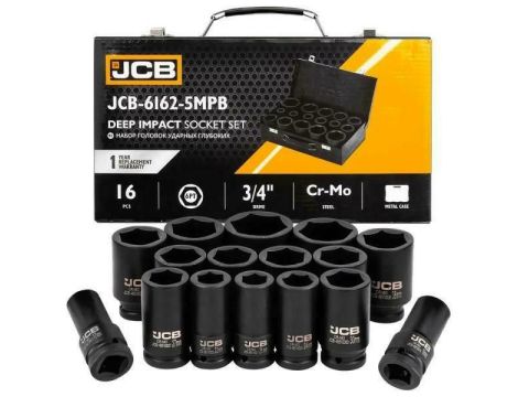 JCB NASADKI UDAROWE DŁ.kpl. 16el.3/4"  6-KĄT. (17-50mm)