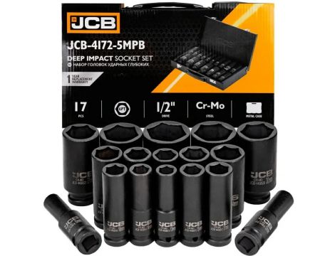 JCB NASADKI UDAROWE DŁ.kpl. 17el.1/2"  6-KĄT. (10-36mm)