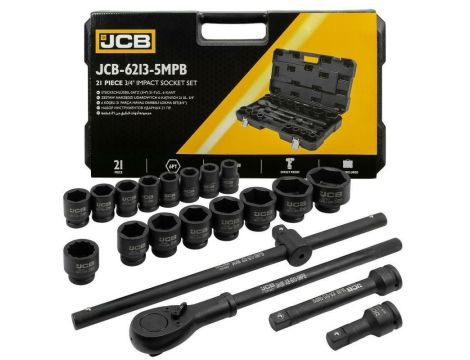 JCB ZESTAW KLUCZY UDAR.21el. 3/4"  6KĄT. (17-50mm) - 2