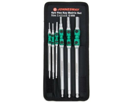 JONNESWAY KLUCZE WPUSTOWE AMPULOWE 6szt. Z PODWÓJNYM PRZEGUBEM