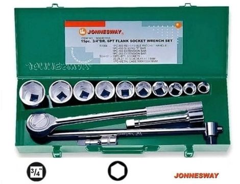 JONNESWAY ZESTAW KLUCZY   14el.  3/4" 6-KĄT. 22-50mm WALIZKA METAL. - 2