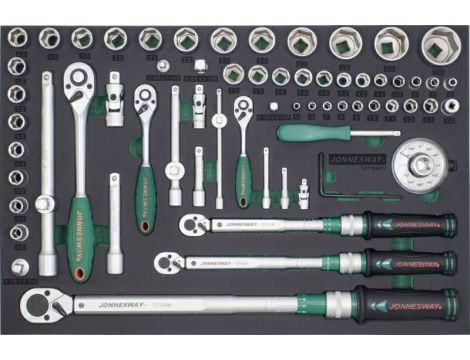JONNESWAY ZESTAW NASADEK 1/4" 3/8" 1/2" 66el.+ KLUCZ DYNAMOMETRYCZNY 2-200Nm