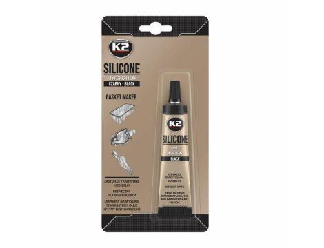 K2 SILIKON CZARNY 21G WYSOKOTEMPERATUROWY  +350st PŁYNNA USZCZELKA