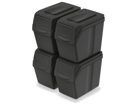 KEDEN KOSZ NA ŚMIECI SORTIBOX 20L SET 4 - CZARNY RECYKLING
