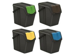 KEDEN KOSZ NA ŚMIECI SORTIBOX 25L SET 4 - CZARNY RECYKLING