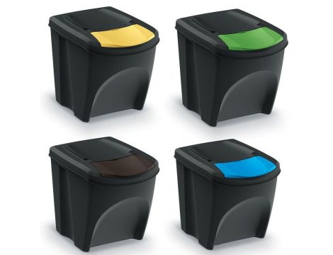 KEDEN KOSZ NA ŚMIECI SORTIBOX 25L SET 4 - CZARNY RECYKLING SZEROKI