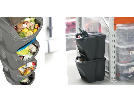 KEDEN KOSZ NA ŚMIECI SORTIBOX 25L SET 4 - KAMIENNY SZARY SZEROKI