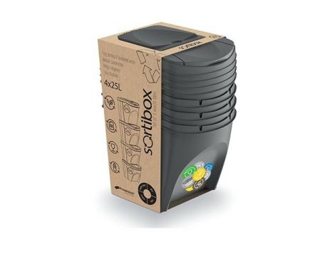 KEDEN KOSZ NA ŚMIECI SORTIBOX 25L SET 4 - KAMIENNY SZARY SZEROKI - 2