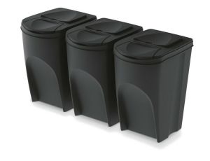 KEDEN KOSZ NA ŚMIECI SORTIBOX 35L SET 3 - CZARNY RECYKLING