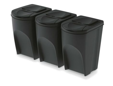 KEDEN KOSZ NA ŚMIECI SORTIBOX 35L SET 3 - CZARNY RECYKLING