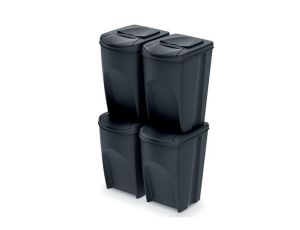 KEDEN KOSZ NA ŚMIECI SORTIBOX 35L SET 4 - CZARNY RECYKLING
