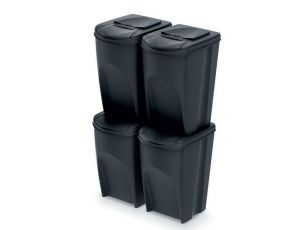 KEDEN KOSZ NA ŚMIECI SORTIBOX 35L SET 4 - SZARY KAMIENNY