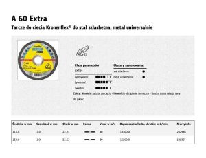K.TARCZA MET 115mm x 1,0mm 22,2mm  A60 Extra
