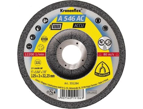 K.TARCZA MET 125mm x 2,0mm x 22,2mm  A546 ACCU DO SZLIFIEREK AKUMULATOROWYCH - 2