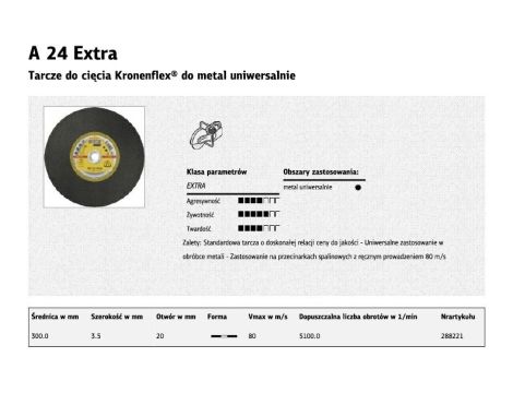 K.TARCZA MET 300mm x 3,5mm x 22,2mm   A24R Extra...