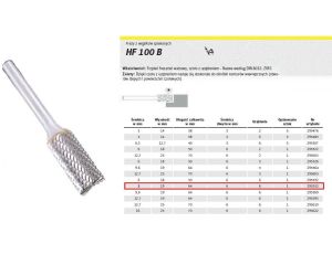 K.FREZ Z WĘG.SPIEKA.HF 100 B /8mm/553 WALEC FI=8x19mm, trzpień 6mm, TYP ZYAS