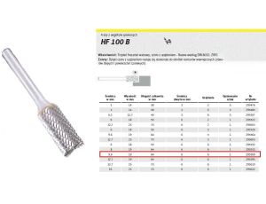 K.FREZ Z WĘG.SPIEKA.HF 100 B /9,6mm/569 WALEC FI=9,6x19mm, trzpień 6mm, TYP ZYAS