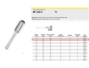 K.FREZ Z WĘG.SPIEKA.HF 100 C /3mm/654... WALEC-KULA FI=3,0x14mm,TRZ.3mm,TYP WRC