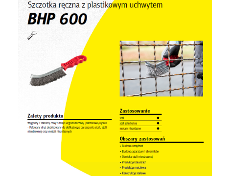 K.SZCZOTKA RĘCZNA UCHWYT PLASTIKOWY BHP600 DRUT MOSIĘŻNY