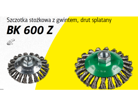 K.SZCZOTKA STOŻKOWA 100mm M14 BK600Z DRUT SKRĘCANY