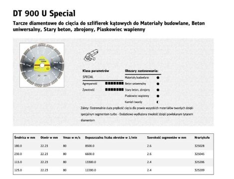 K.TARCZA DIAM.SEG.125mm x 2,6mm x 22mm   DT900U - 2