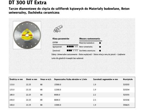 K.TARCZA DIAM.TUR.125x1,9x22   DT300UT BETON. - 2