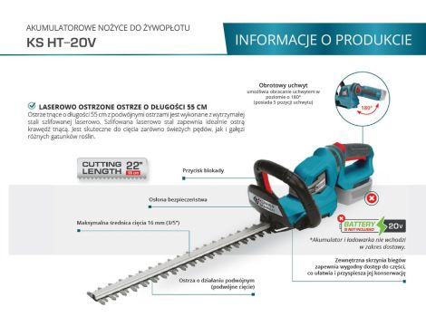 KS NOŻYCE DO ŻYWOPŁOTU AKUMULATOROWE HT-20V ... - 3