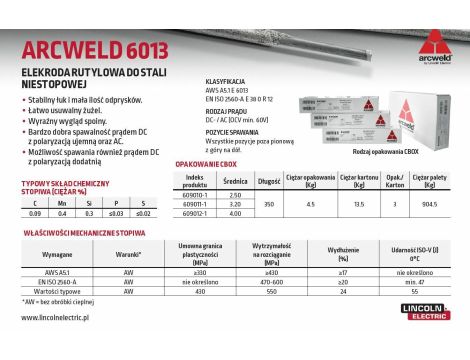 LINCOLN ELEKTRODA ARCWELD 6013 FI 3,2/4,5kg