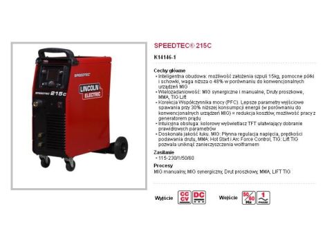 LINCOLN PÓŁAUTO. E SPEEDTEC 215C .