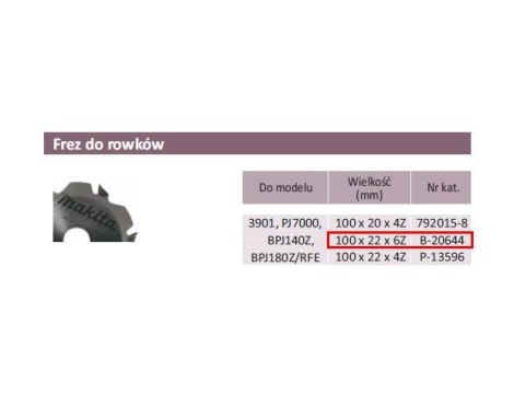 MAKITA FREZ DO LAMELOWNICY 100x22x6Z... DO LAMELOWNICY.