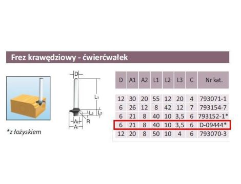 MAKITA FREZ KRAWĘDZIOWY R 6/6mm ŁOŻYSKO - 2