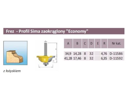 MAKITA FREZ KSZTAŁTOWY ŁOŻ. 34,9/8mm PROFIL SIMA ZAOKRĄGLONY ECO - 2