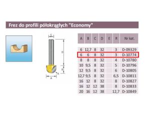 MAKITA FREZ PROFILI PÓŁOKRĄG. R 3/6/8mm 6mm ECO