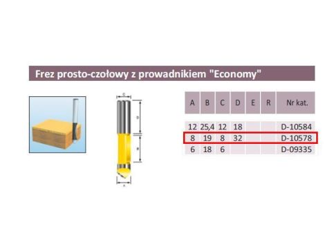 MAKITA FREZ PROSTO-CZOŁOWY  8/19/8mm %% Z PROWADNIKIEM ECO - 2