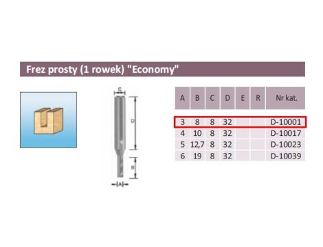 MAKITA FREZ PROSTY 1 ROWEK  3/8/8mm ECO - 2