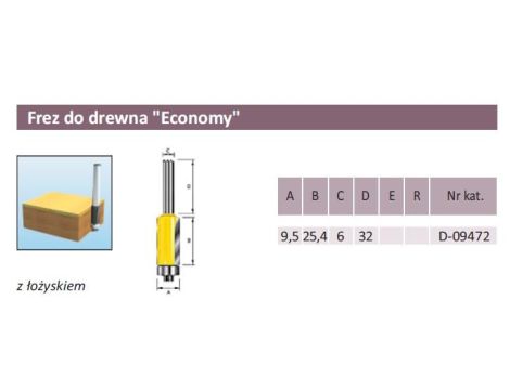 MAKITA FREZ PROSTY ŁOŻ.DOL. 9,5/25,4/6mm ECO - 2