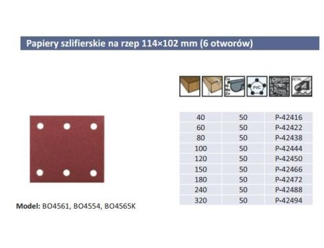 MAKITA PAPIER SZLIF.50szt.114x102 K 60 BO4561, BO4554, BO4565K.