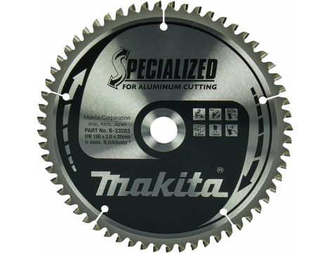 MAKITA PIŁA TARCZOWA  190x20x60z SPECJALIZED ALUMINIUM