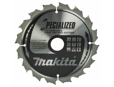 MAKITA PIŁA TARCZOWA  190x30x16z SPECJALIZED DREWNO (Z GWOŹDZIAMI I SĘKAMI)