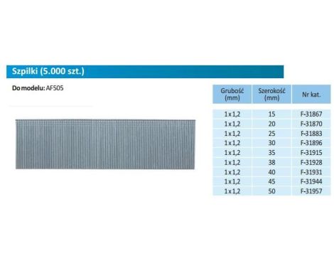 MAKITA SZTYFTY 18GA 1,0x30mm /5000szt.
